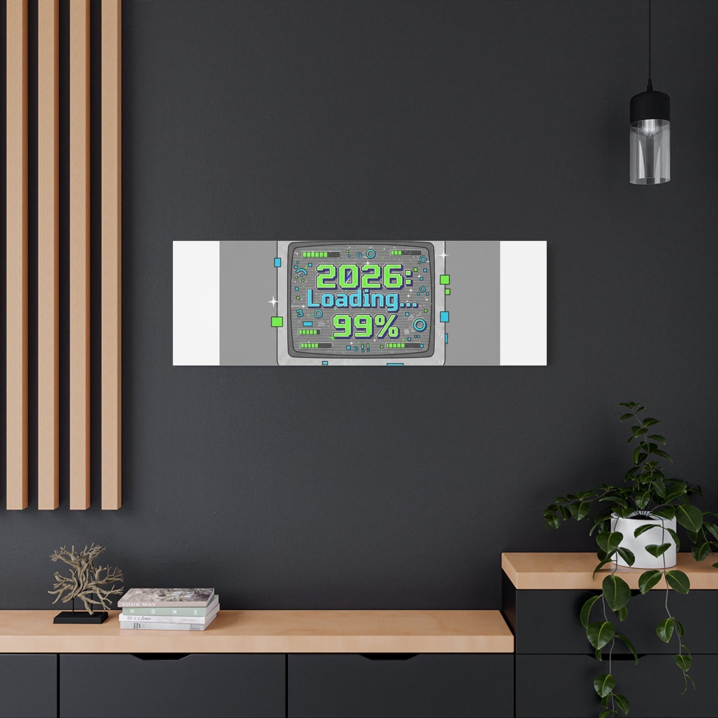 2026 Loading 99% Canvas | NYE countdown, retro system interface