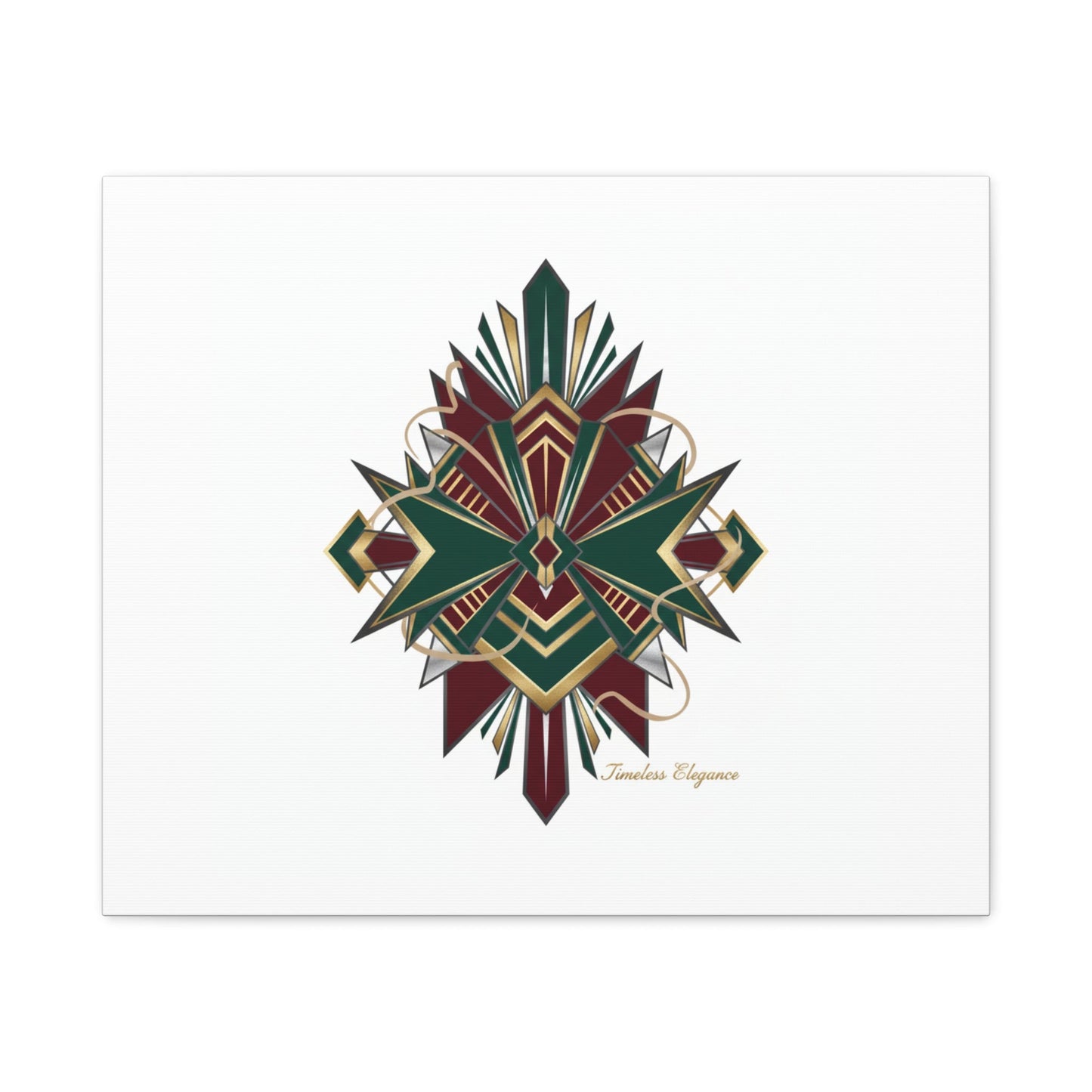 Art Deco geometric brass print Canvas | Neo-Deco chrome & gold fan motif
