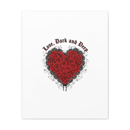 Love Dark and Deep Heart Canvas, Nu Romantic Gothic Romance, 80s Nostalgia