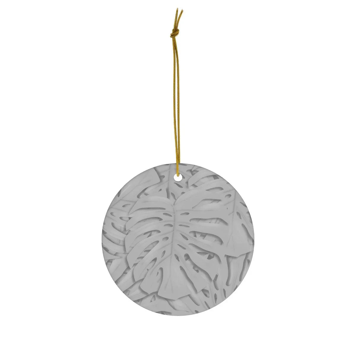 Gray Monstera Ceramic Ornament
