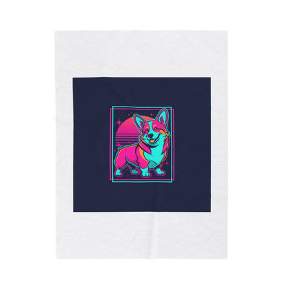 Neon Corgi Illustration Velveteen Blanket | Friendship Valentine, Platonic Love