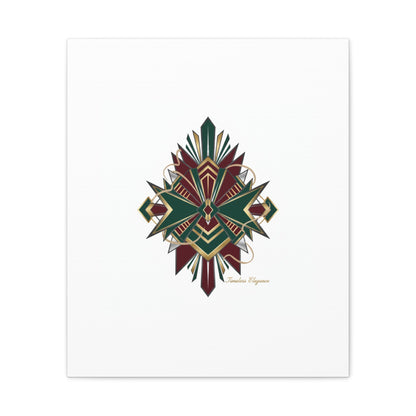 Art Deco geometric brass print Canvas | Neo-Deco chrome & gold fan motif