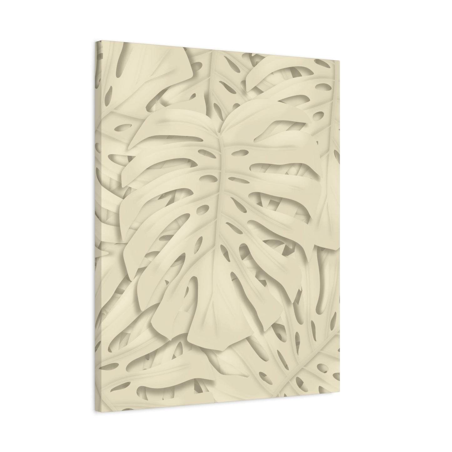 Beige Monstera Canvas Print – Botanical Wall Art
