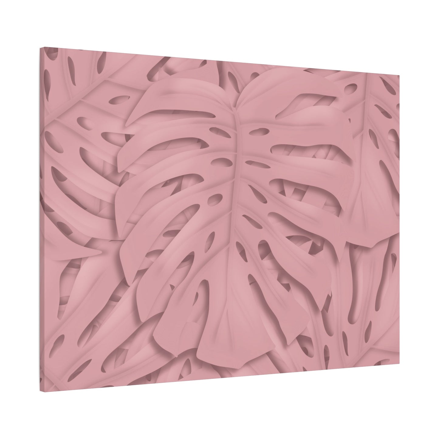 Soft Pink Monstera Canvas Print – Botanical Wall Art