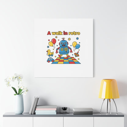 Retro Toy Robot Canvas | Throwback Kid, Primary Color Nostalgia