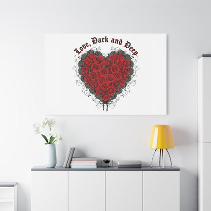 Love Dark and Deep Heart Canvas, Nu Romantic Gothic Romance, 80s Nostalgia