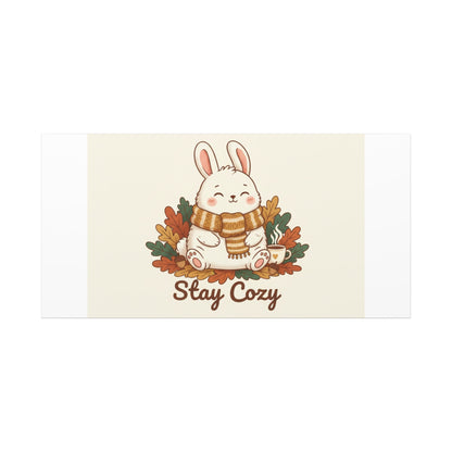 Cozy Bunny Illustration Canvas | Cute Critter Winter Forest Art