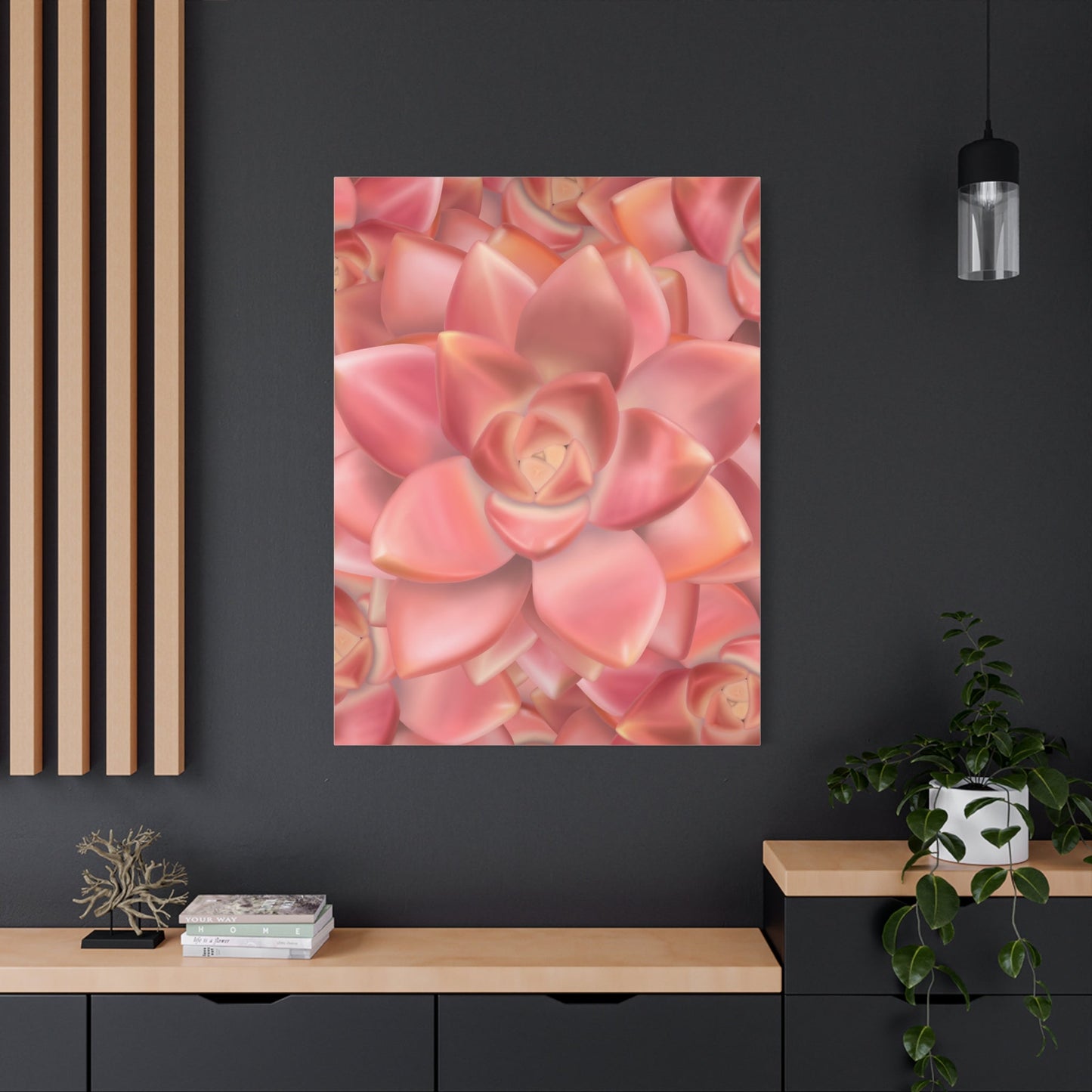 Graptosedum California Sunset Succulent Pattern Canvas Print – Botanical Wall Art