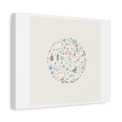 Doodle Circle Line Drawing Matte Canvas, Hand-Drawn Sketch Art