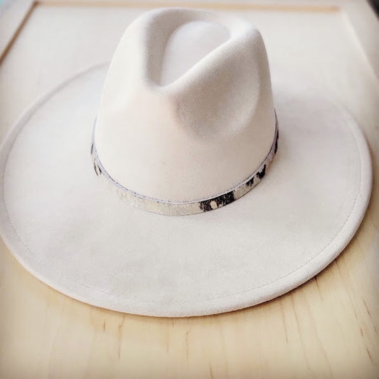 **Silver Metallic Leather Hat Band Only 984a