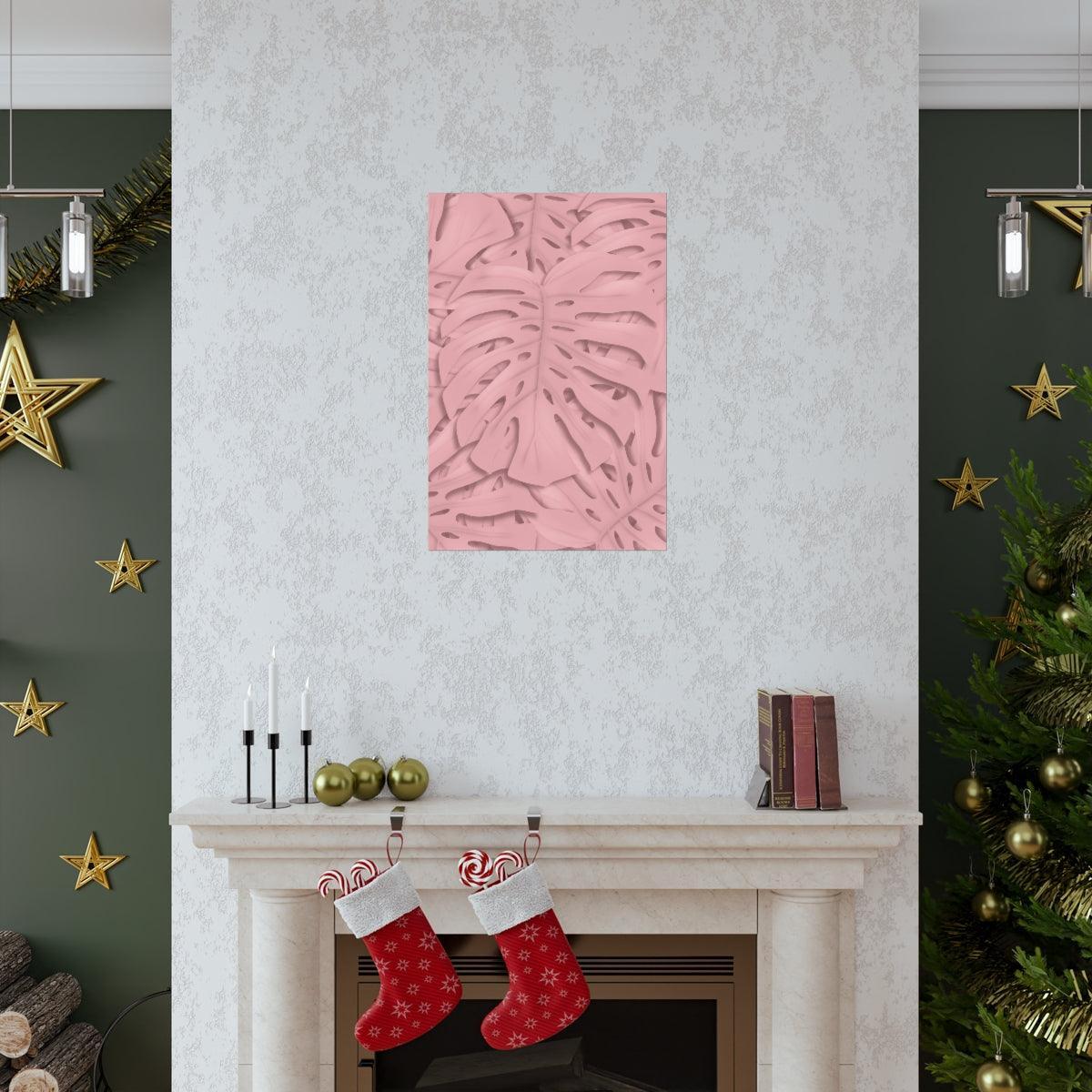 Soft Pink Monstera Botanical Print – Unframed Wall Art