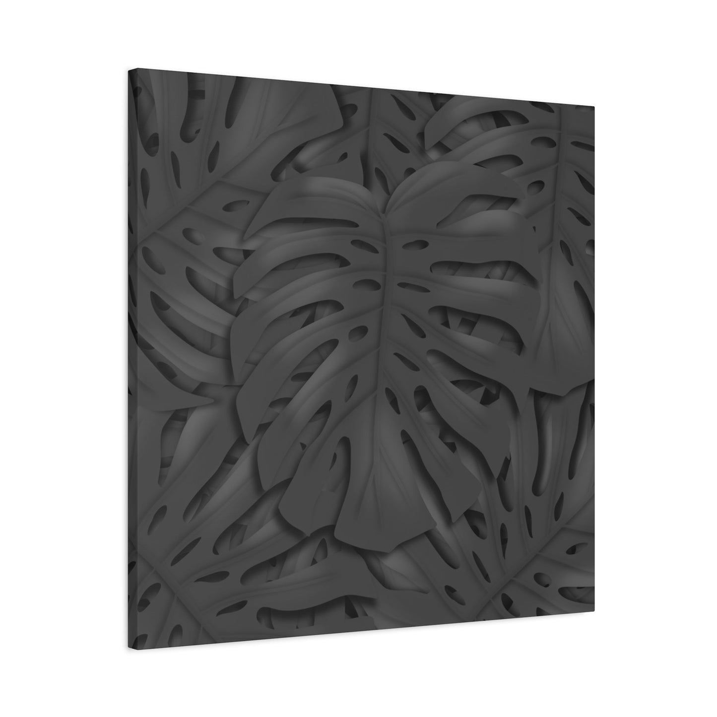 Charcoal Monstera Canvas Print – Botanical Wall Art