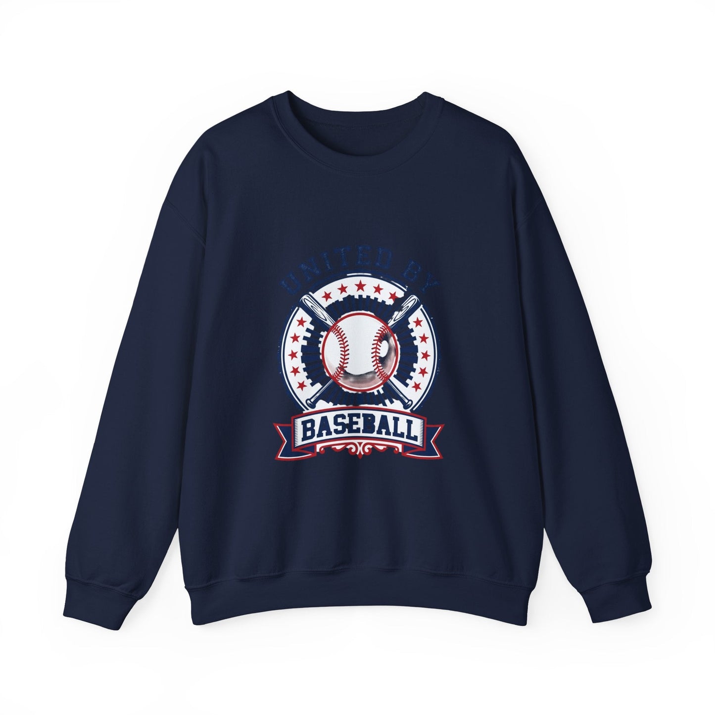 United by Baseball Crewneck Sweatshirt | Patriotic Baseball Graphic, Vintage Red White Blue