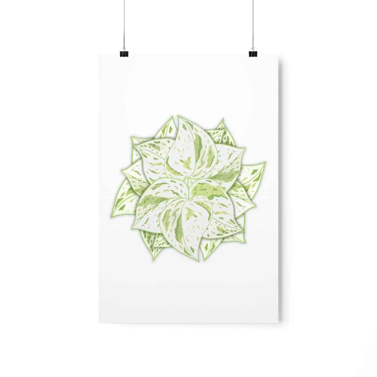 Snow Queen Pothos Botanical Print – Unframed Wall Art