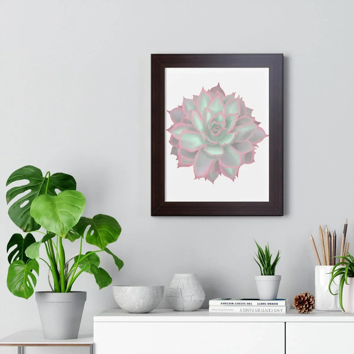 Echeveria Violet Queen Succulent Framed Print – Botanical Wall Art