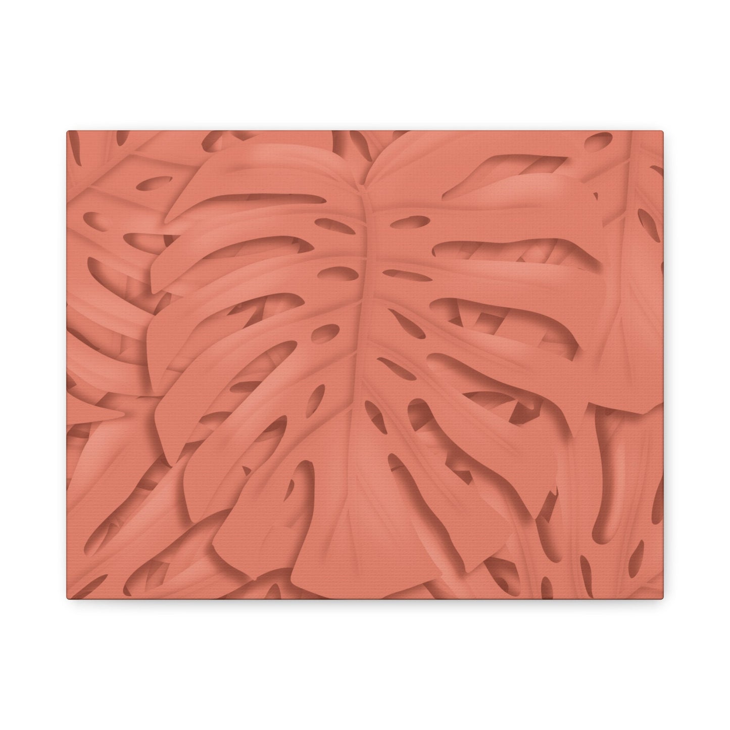 Coral Monstera Canvas Print – Botanical Wall Art