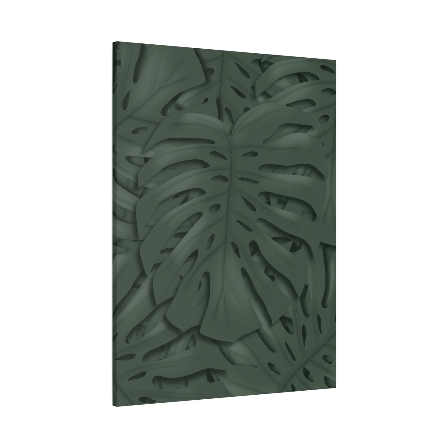 Deep Green Monstera Canvas Print – Botanical Wall Art