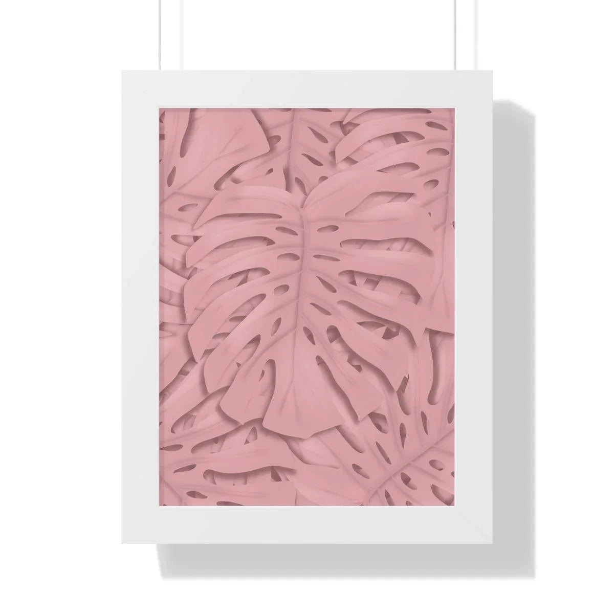 Soft Pink Monstera Framed Print – Botanical Wall Art