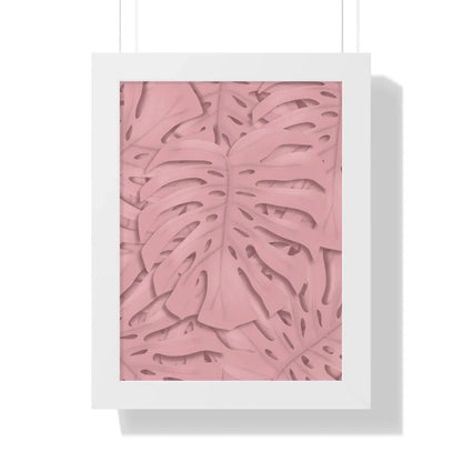 Soft Pink Monstera Framed Print – Botanical Wall Art