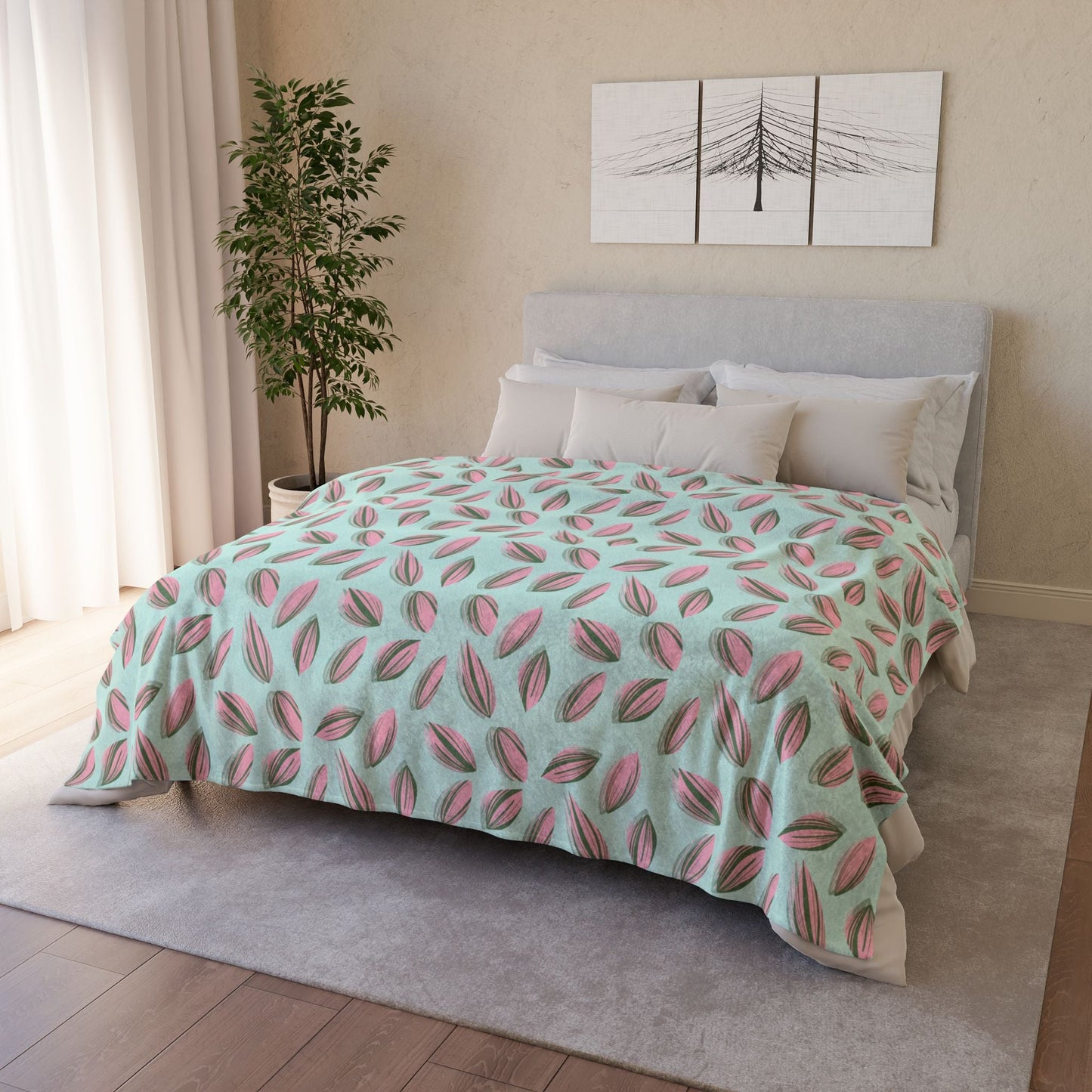 Tradescantia Nanouk Pattern Cozy Fleece Throw Blanket