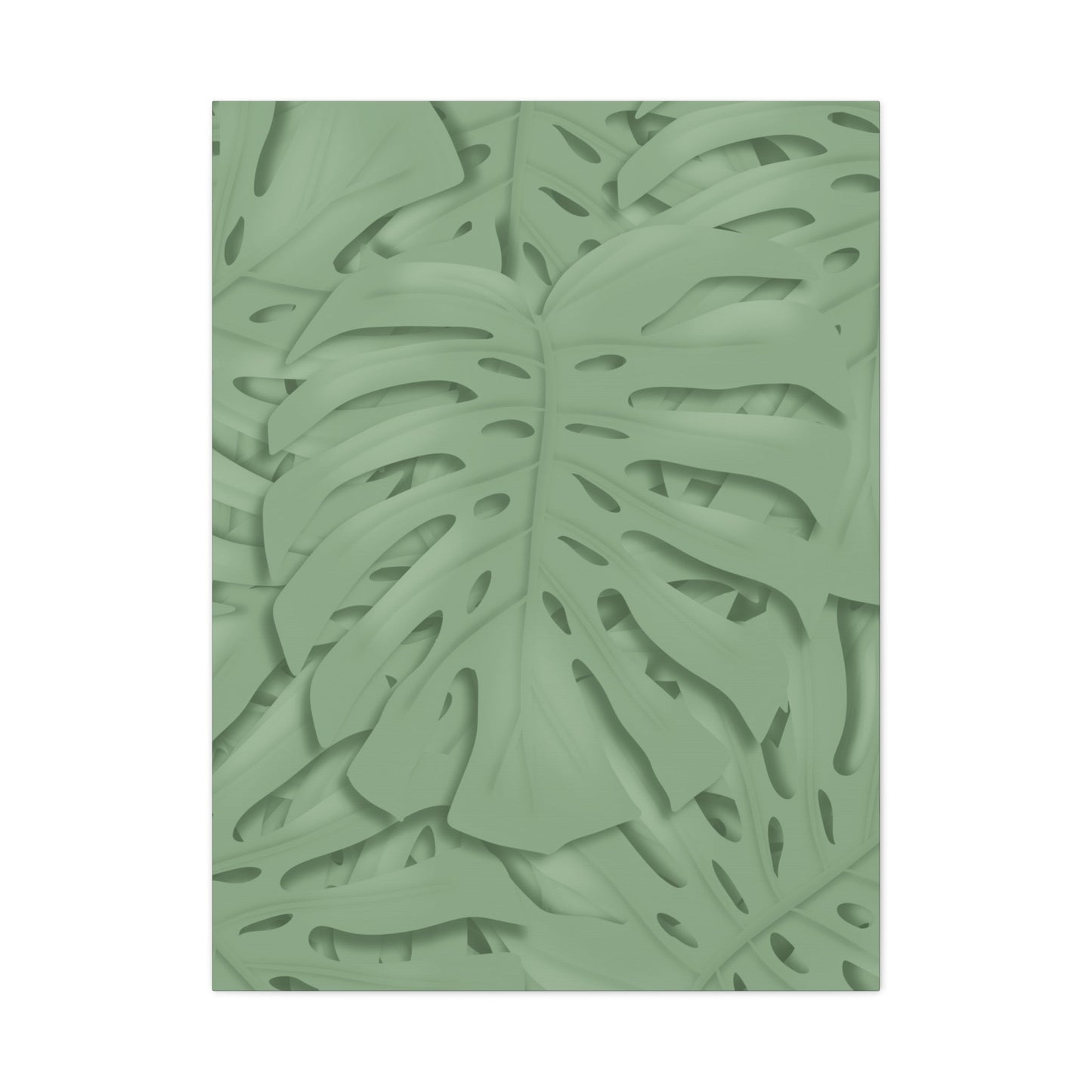 Sage Green Monstera Canvas Print – Botanical Wall Art