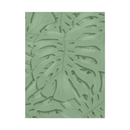 Sage Green Monstera Canvas Print – Botanical Wall Art