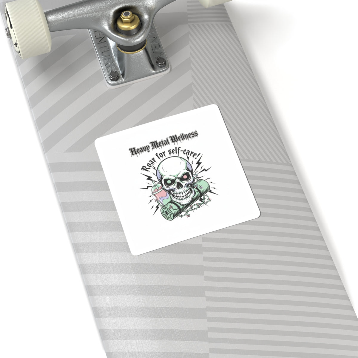 Heavy Metal Wellness Skull Sticker | gothic wellness quote, edgy self-care merch