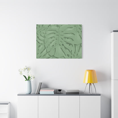Sage Green Monstera Canvas Print – Botanical Wall Art