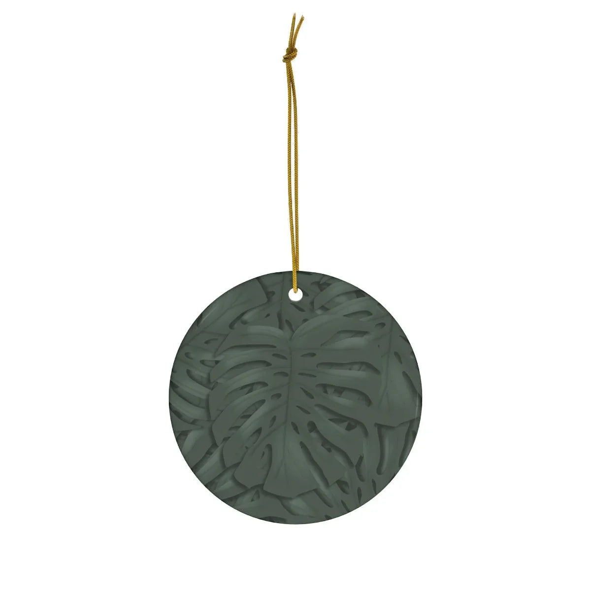 Deep Green Monstera Ceramic Ornament
