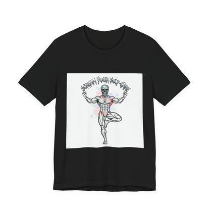 Hard Rock Motivational Skull Yoga Tee | metal font shirt, gothic wellness quote