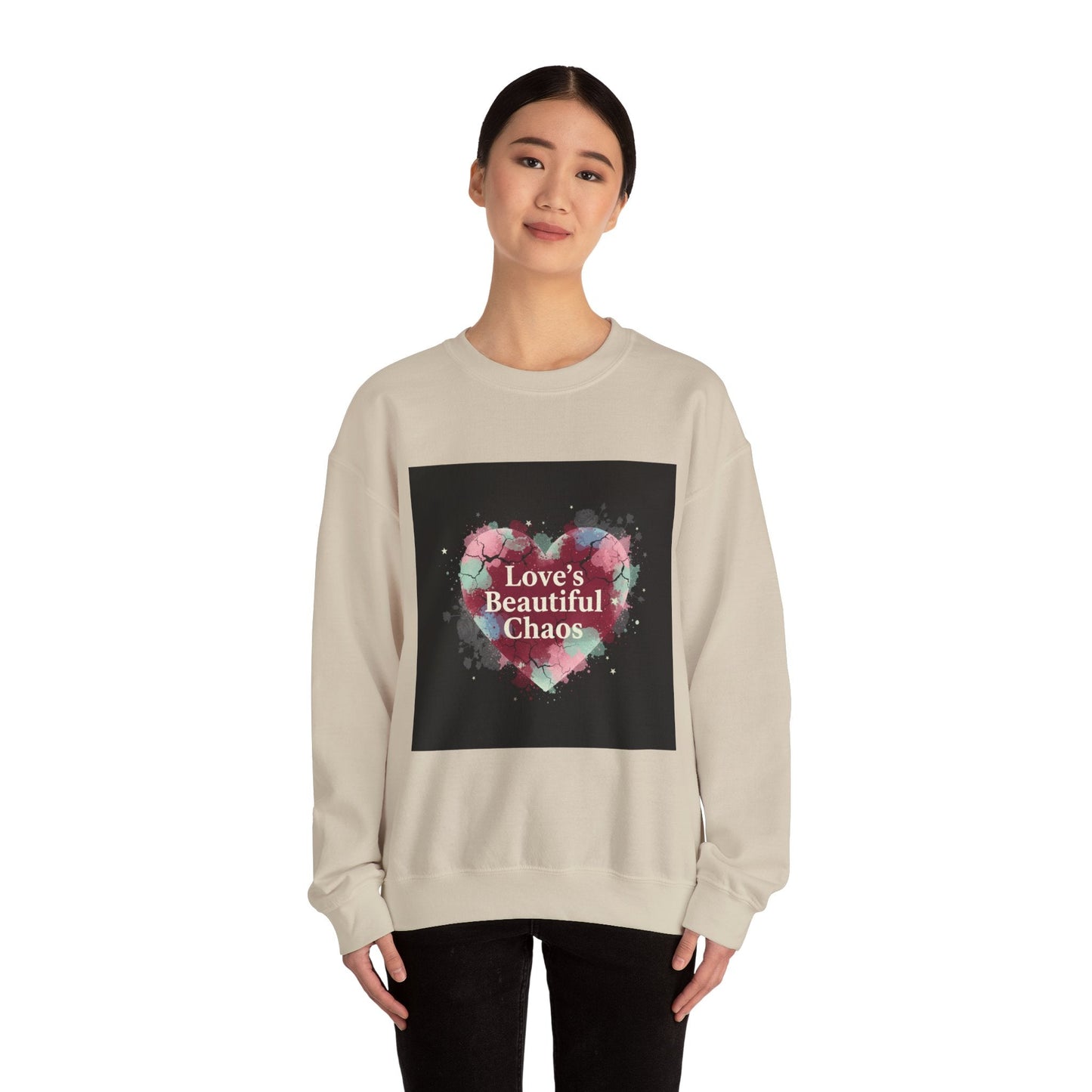 Love's Beautiful Chaos Sweatshirt | soft grunge heart, distressed collage