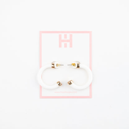 White Mini Hoop Earrings