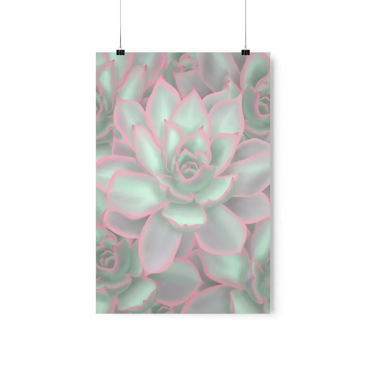 Echeveria Violet Queen Succulent Pattern Botanical Print – Unframed Wall Art