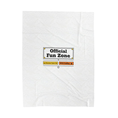 Official Fun Zone Velveteen Plush Blanket | Office Sign Parody, Workplace Humor