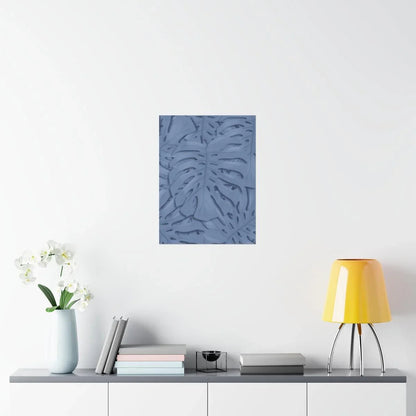 Blue Monstera Botanical Print – Unframed Wall Art
