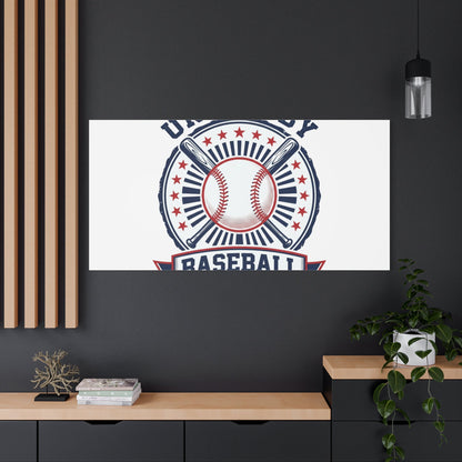 United by Baseball Canvas | Patriotic Baseball Graphic, Red White Blue Wall Art