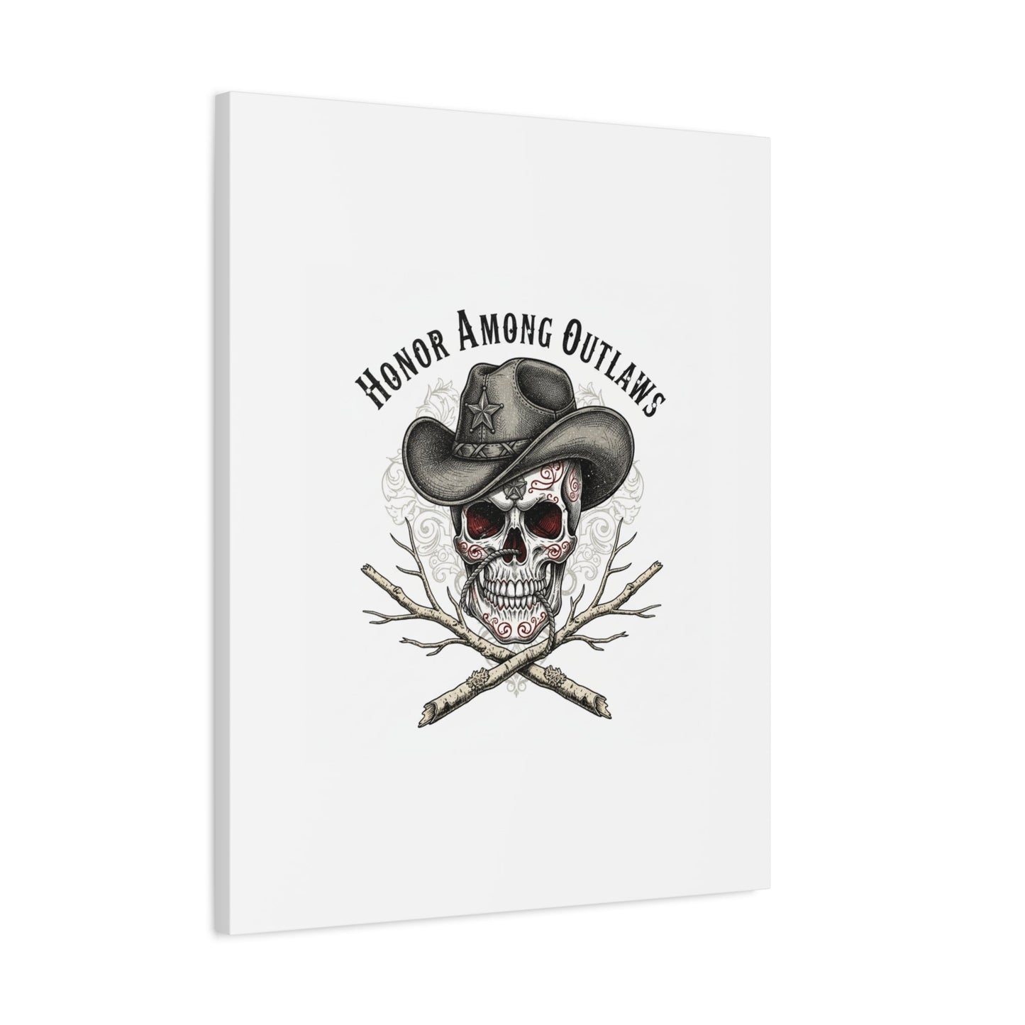 Honor Among Outlaws Canvas | Western Skull Art, Gothic Americana Desert Noir