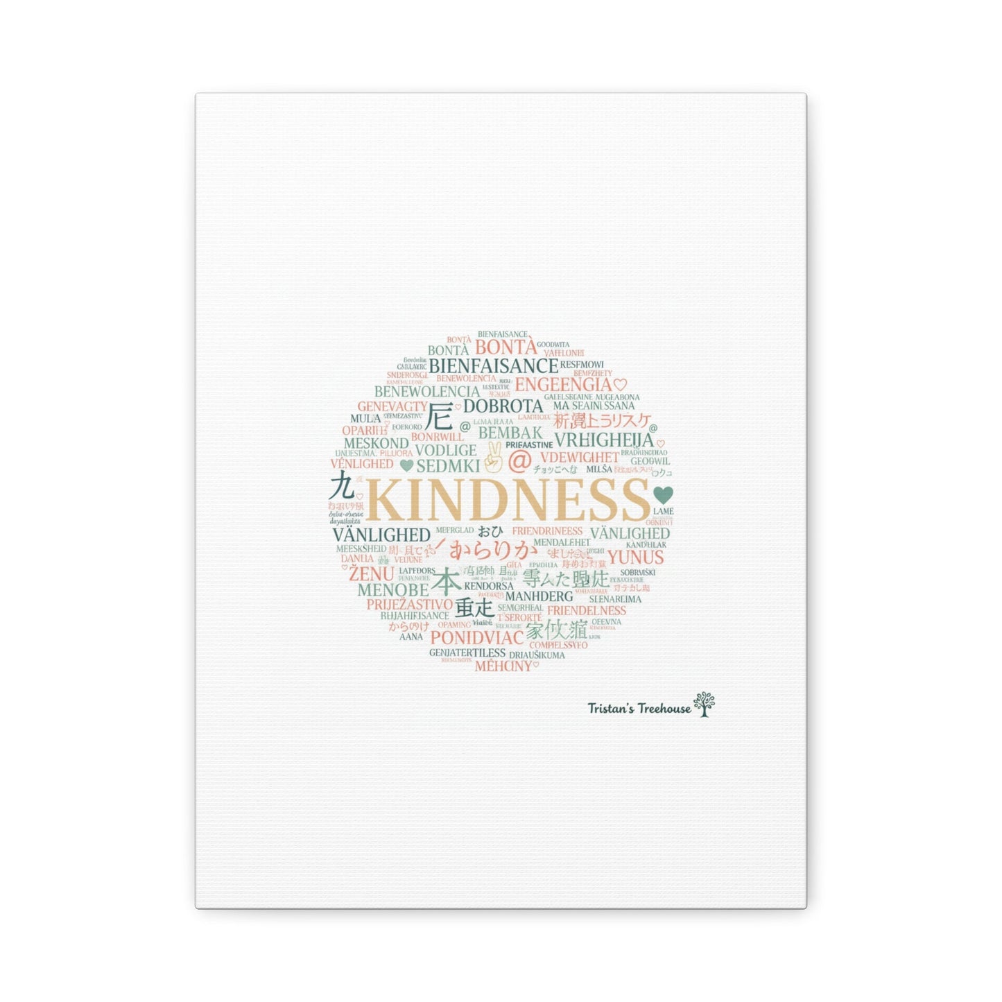 Kindness Word Cloud Canvas | Fresh Start Minimalist Wall Art