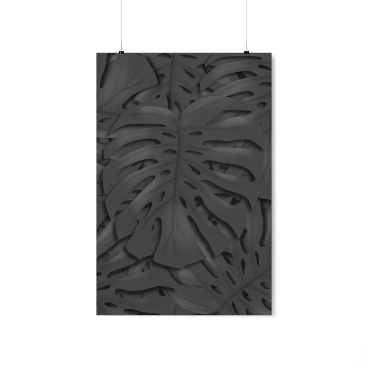Charcoal Monstera Botanical Print – Unframed Wall Art