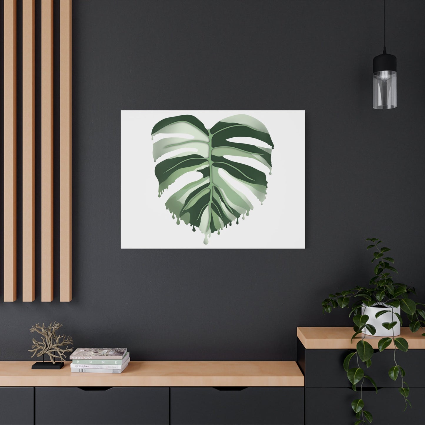 Melting Monstera Albo Canvas Print – Botanical Wall Art