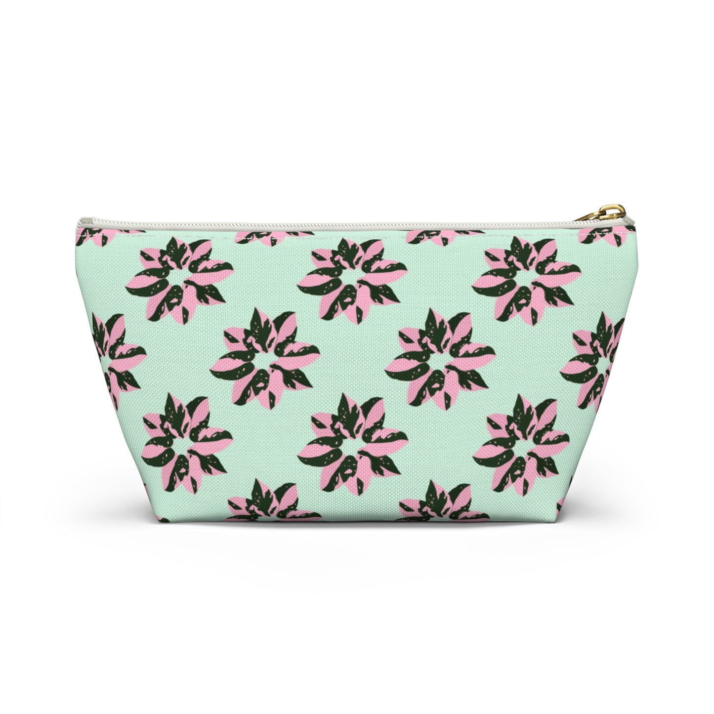 Pink Princess Philodendron Pattern Accessory Pouch – Makeup Bag With T-Bottom