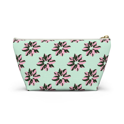 Pink Princess Philodendron Pattern Accessory Pouch – Makeup Bag With T-Bottom