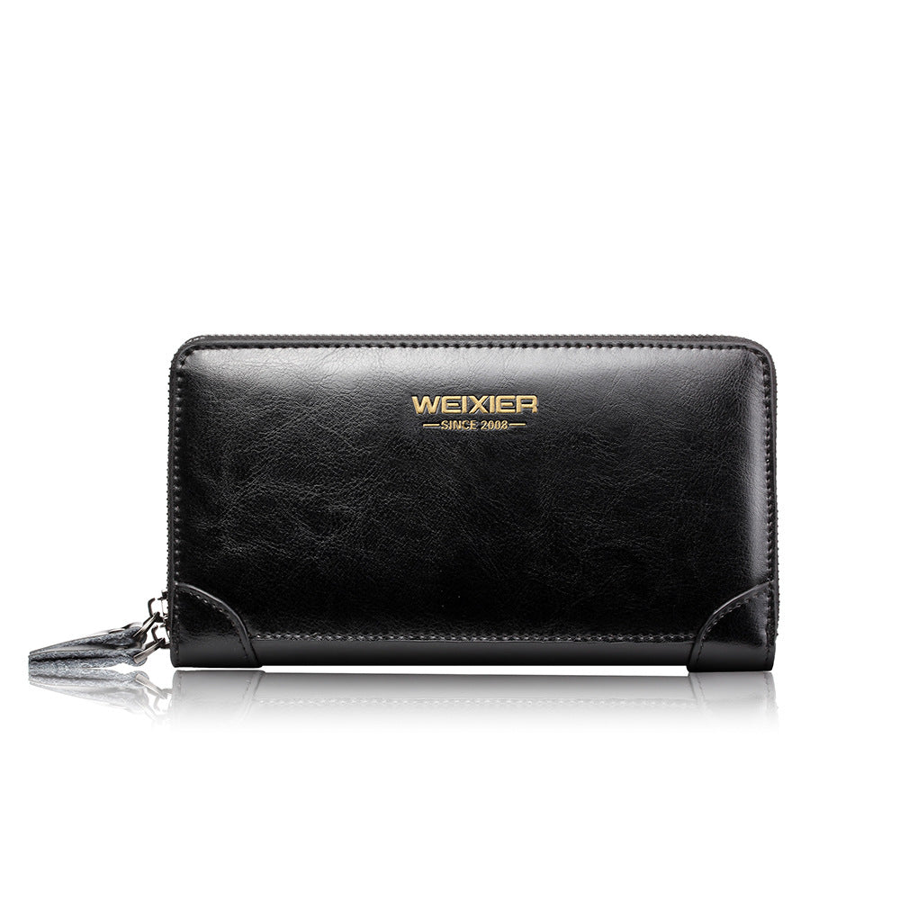 Weixer Men's Premium Leather Clutch - Waterproof Business Wristlet & Organizer