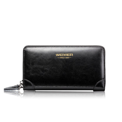Weixer Men's Premium Leather Clutch - Waterproof Business Wristlet & Organizer