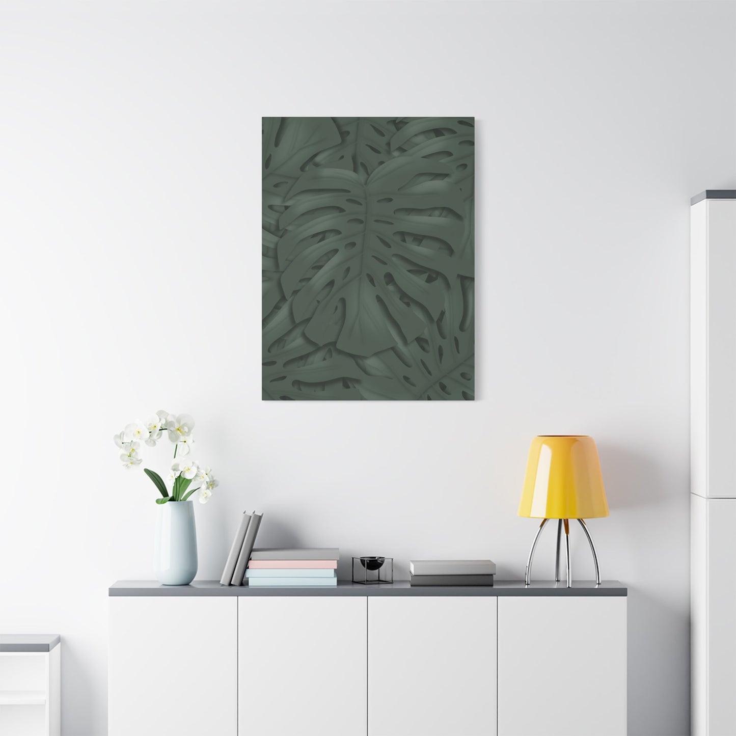 Deep Green Monstera Canvas Print – Botanical Wall Art