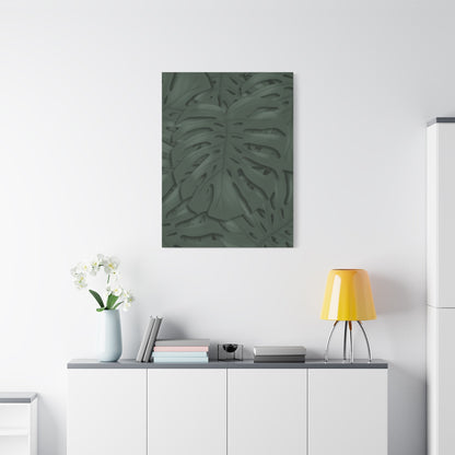 Deep Green Monstera Canvas Print – Botanical Wall Art