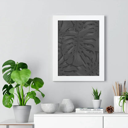 Charcoal Monstera Framed Print – Botanical Wall Art
