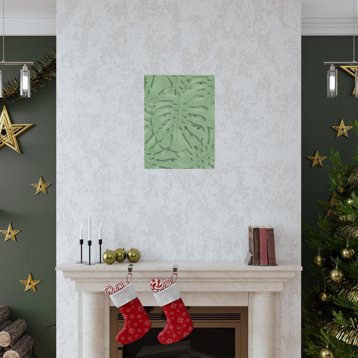 Sage Green Monstera Botanical Print – Unframed Wall Art