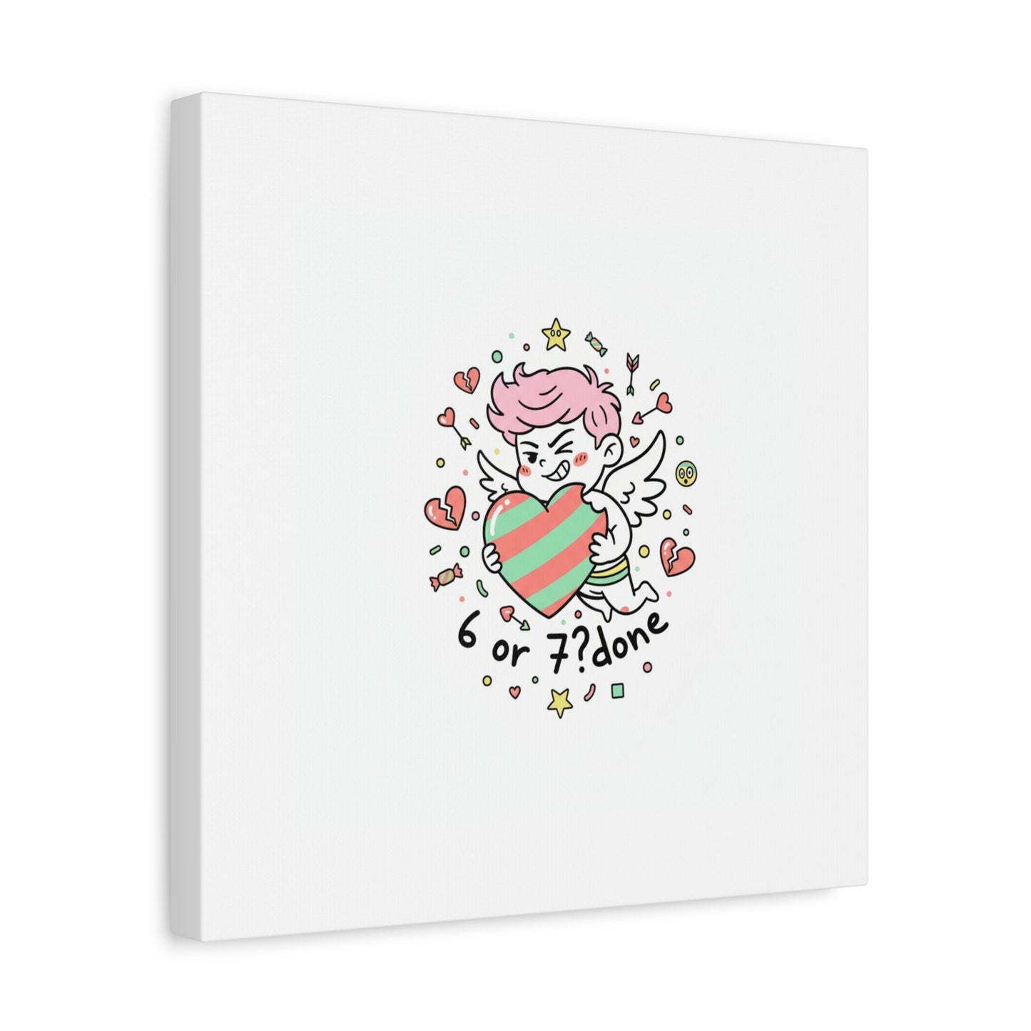 Weird Cupid heart illustration Canvas | Weird Valentine, quirky chaotic love