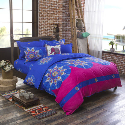Three-piece Set Of Ethnic Printing On Polyester Bed